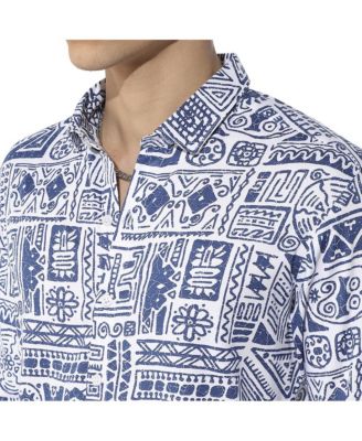Men's Indigo Blue Contrast Aztec Shirt
