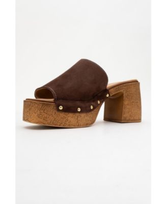 Pull Leather Platform Mules (Women)