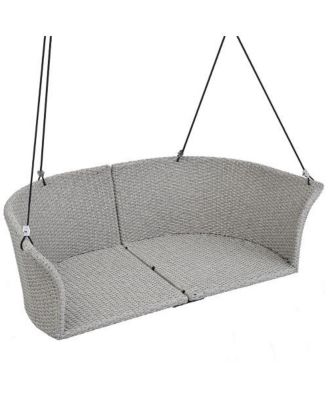 51.9 Inch 2-Person Rattan Swing Chair with 500lb Capacity and Adjustable Ropes