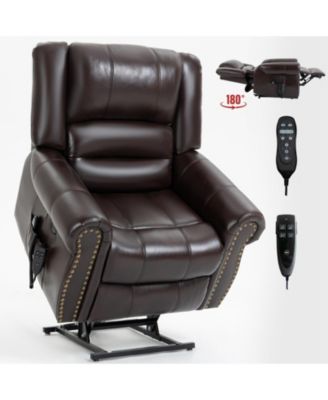 Power Lift Recliner Chair Heat Massage Dual Motor Infinite Position Up to 350 LBS