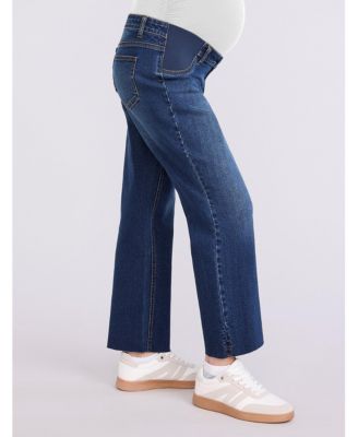 Women's Under the Belly Wide Leg Crop Jeans - Motherhood Maternity