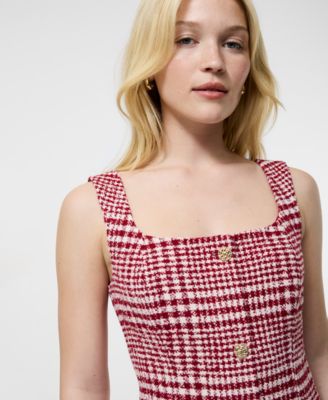 Women's Chequered Mini Sleeveless Dress