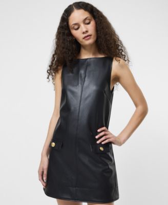Faux Leather Women's Sleeveless Dress
