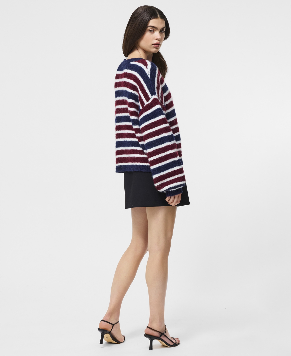 French Connection Stripe Crewneck Sweater In Blue