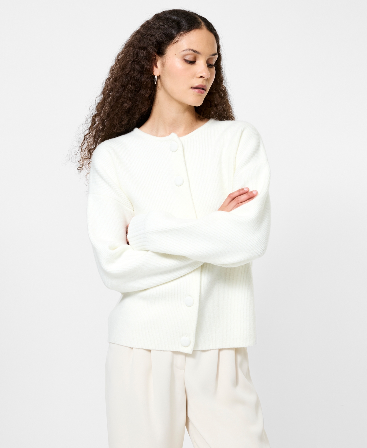 French Connection Riddley Drop Shoulder Cardigan In White