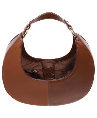 Smooth & Suede PU Shoulder Bag with Chain Logo Detail