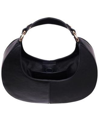 Smooth & Suede PU Shoulder Bag with Chain Logo Detail