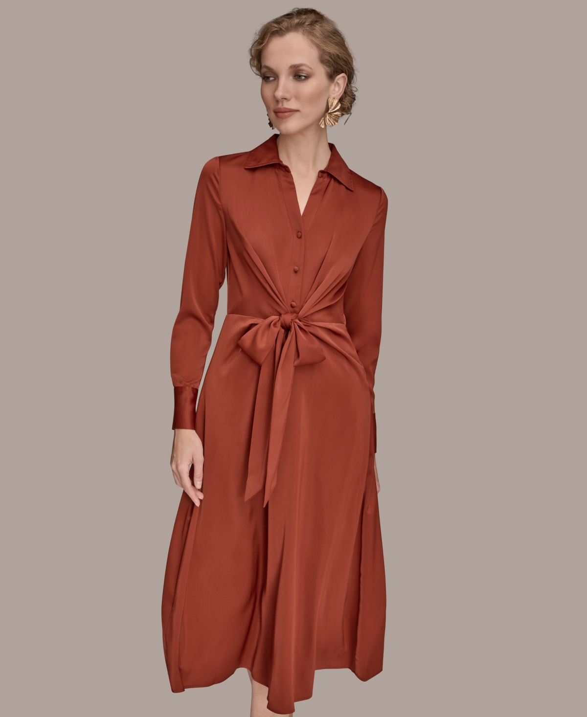 Donna Karan New York Women's Tie Front Shirt Dress