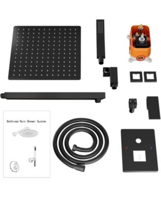 Pressure-Balanced Wall Mounted Shower System with Rainfall Shower Head and Handheld Combo