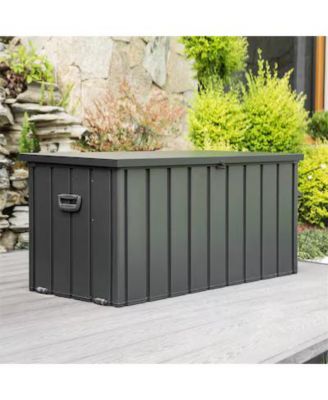 120-Gallon Outdoor Storage Deck Box 120-Gallon Dark Gray Metal Deck Box