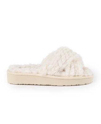 Women's Teddy Crossband Faux Fur Slippers