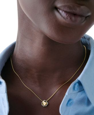 Two-Tone Sculpted Spade Mini Pendant Necklace