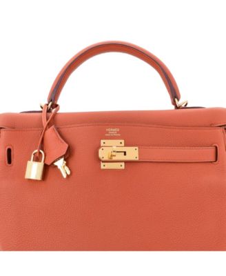 Kelly 32 Handbag Orange Togo with Gold Hardware