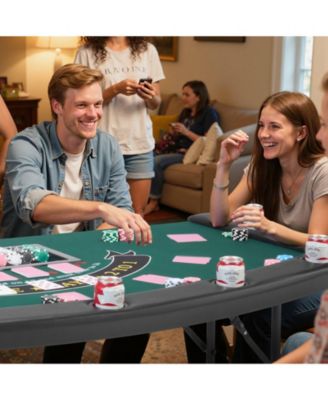 Semi Oval Folding Poker Table for 7 Players Casino Texas Holdem Game Table