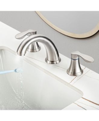 Bathroom Sink Faucet, 8 Inch Widespread Bathroom Faucet with 2 Lever Handles, 3 Hole Low Arc Basin Sink Faucet