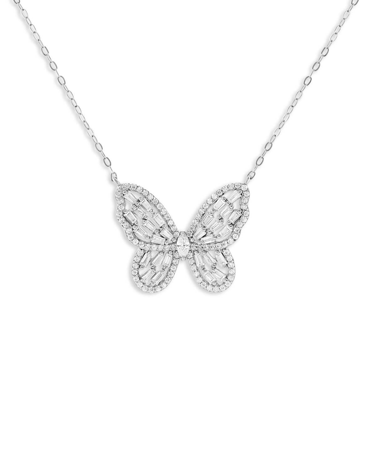 Holiday Lane Pave Butterfly Pendant Necklace In Sterling Silver, Macy's Exclusive