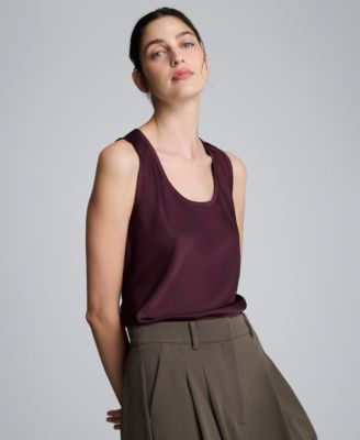 Women's Satin Scoop Neck Sleeveless Tank Top