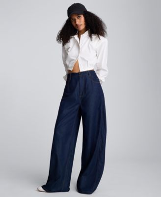 Women's Collar Neck Cropped Button-Down Shirt