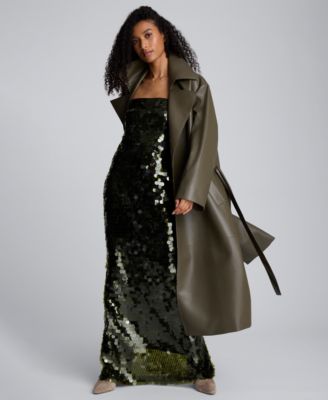 Women's Strapless Paillette Sequin Sheath Dress