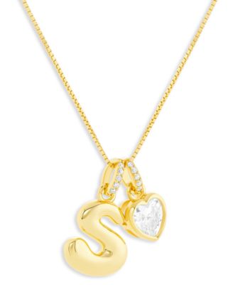 Holiday Lane Letter Initial Charm Necklace in Gold Over Sterling Silver Macys Exclusive - S 10$