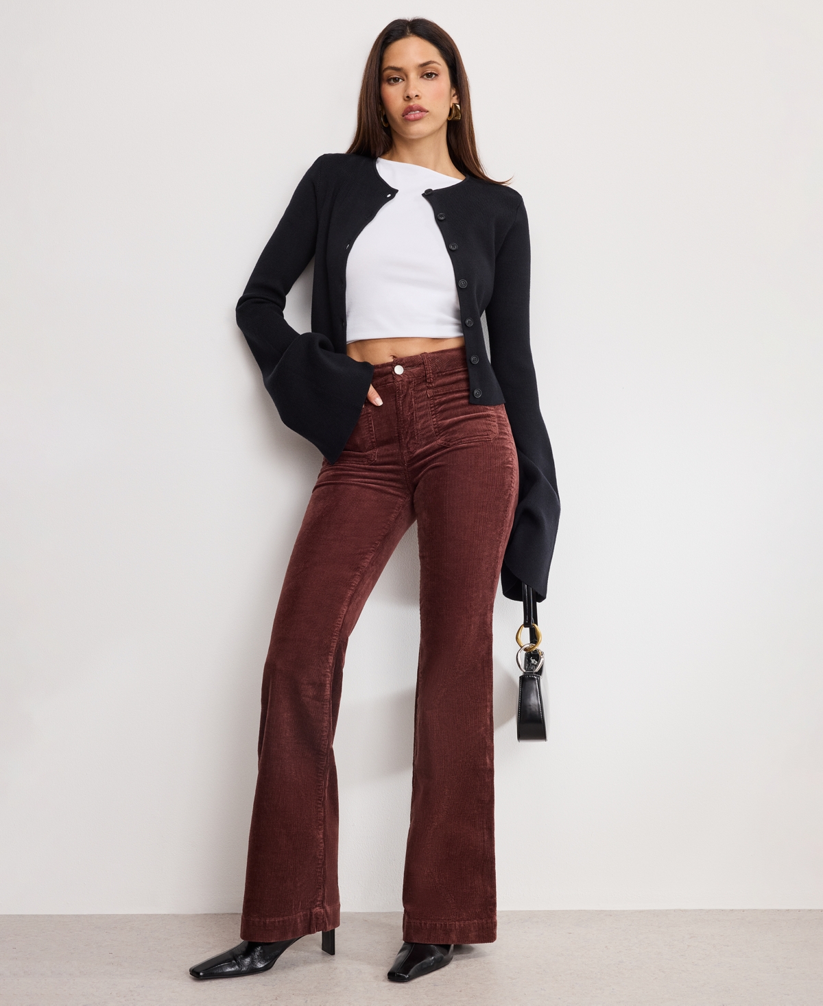 Good American Women's Flare Corduroy Mid-rise Pants In Brown
