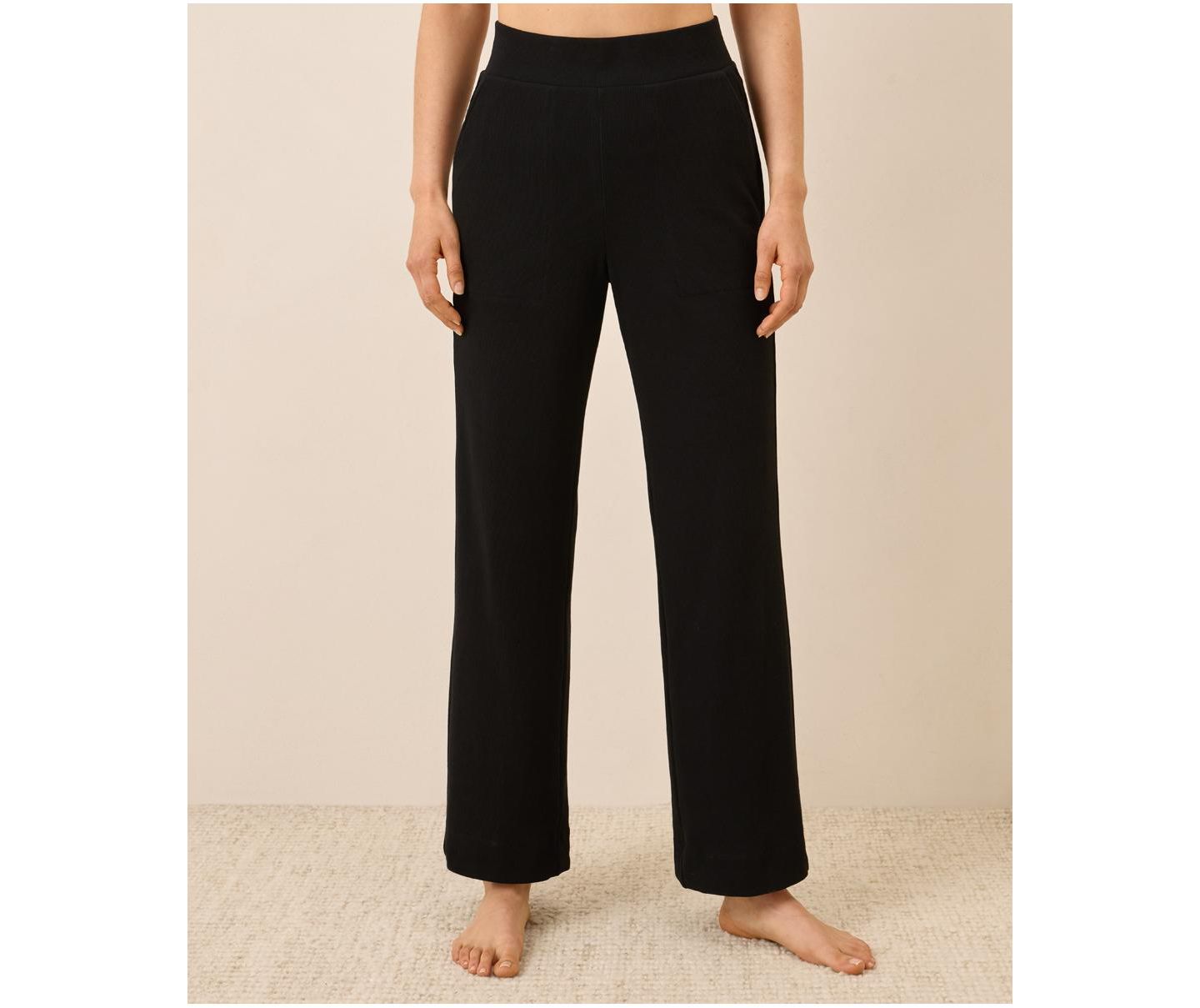 Женские брюки Pact Dream Rib Wide Leg Lounge Pant, цвет: Чёрный — фото 1