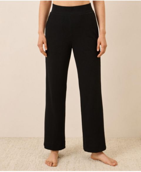 Женские брюки Pact Dream Rib Wide Leg Lounge Pant, цвет: Чёрный