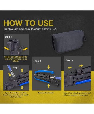Coax Cable Crimper Kit with Compression Tool Stripper and Connectors