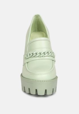 CORINNE Womens Chain Embellished Chunky Loafers