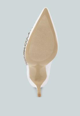 Women Ashlyn Rhinestones Embellished Satin Stiletto Pumps