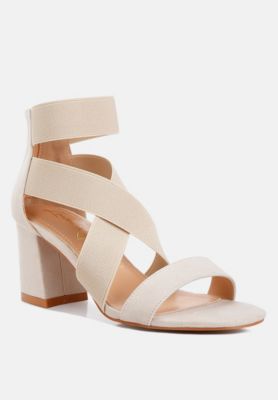 Womens Benicia Elastic Strappy Block Heel Sandals