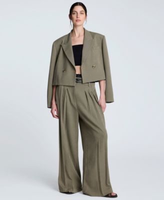 Women’s Pleated Houndstooth Belted Pant