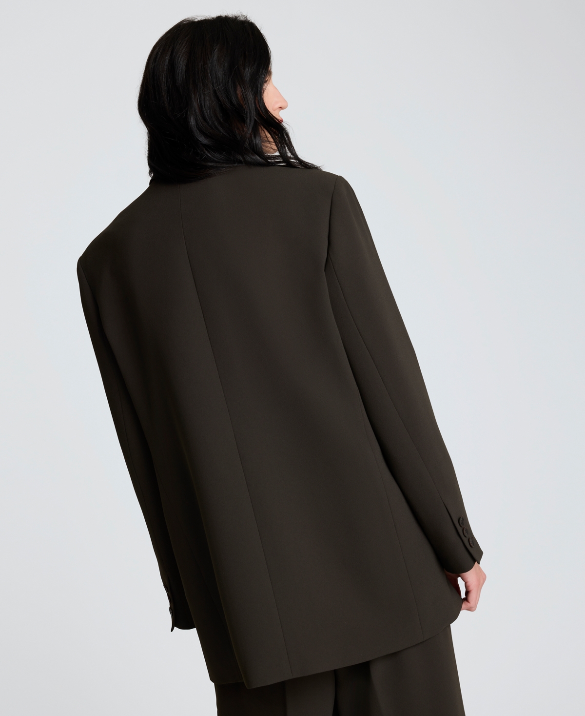Kenneth Cole Luxe Twill Two Button Boyfriend Jacket In Black