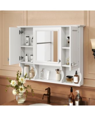 Wall-Mount Medicine Cabinet with Mirror and Open Storage for Bathroom