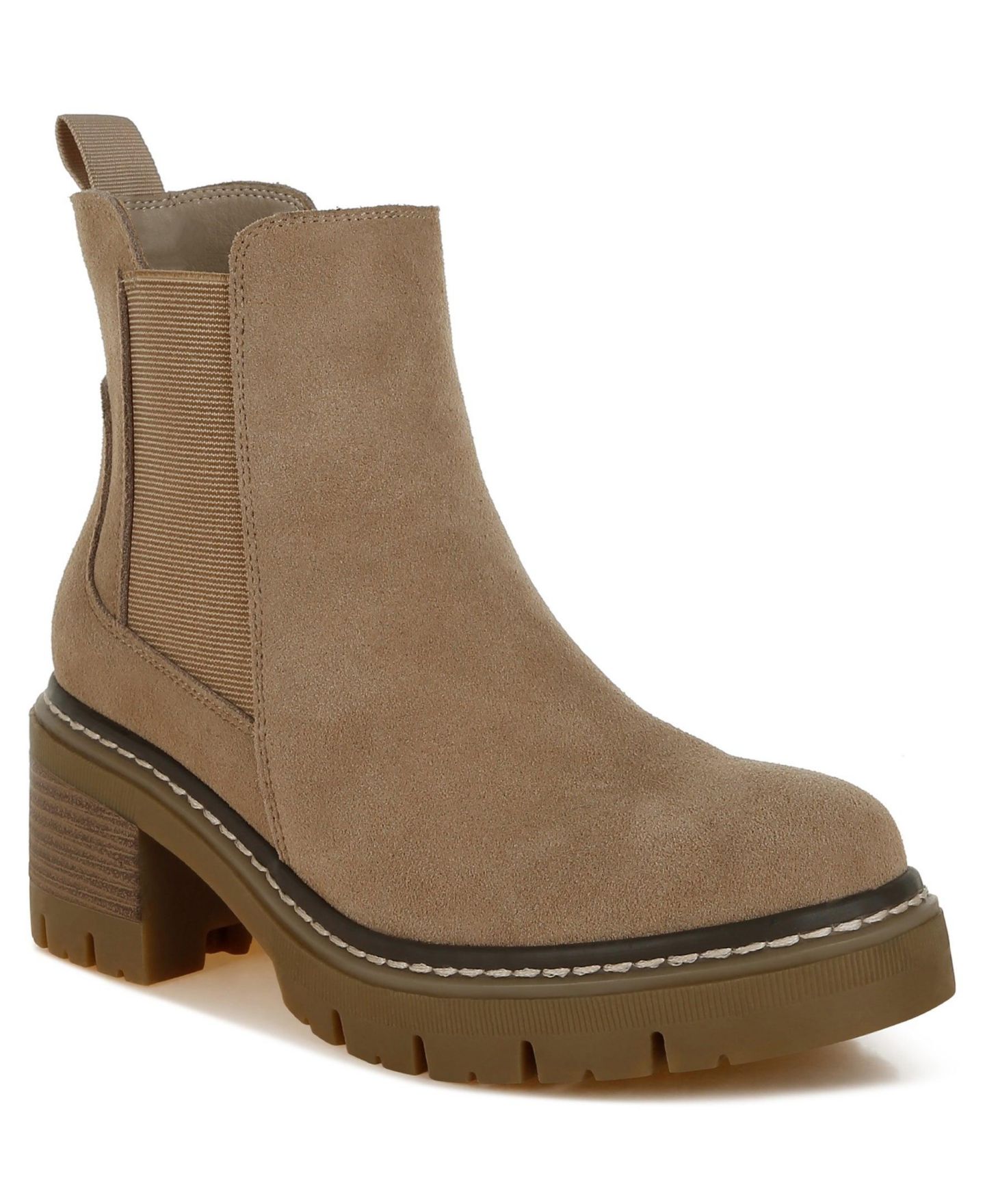 Женские ботинки Rag & Co Vostok Suede Chunky Chelsea, цвет: Бежевый замшевый — фото 4