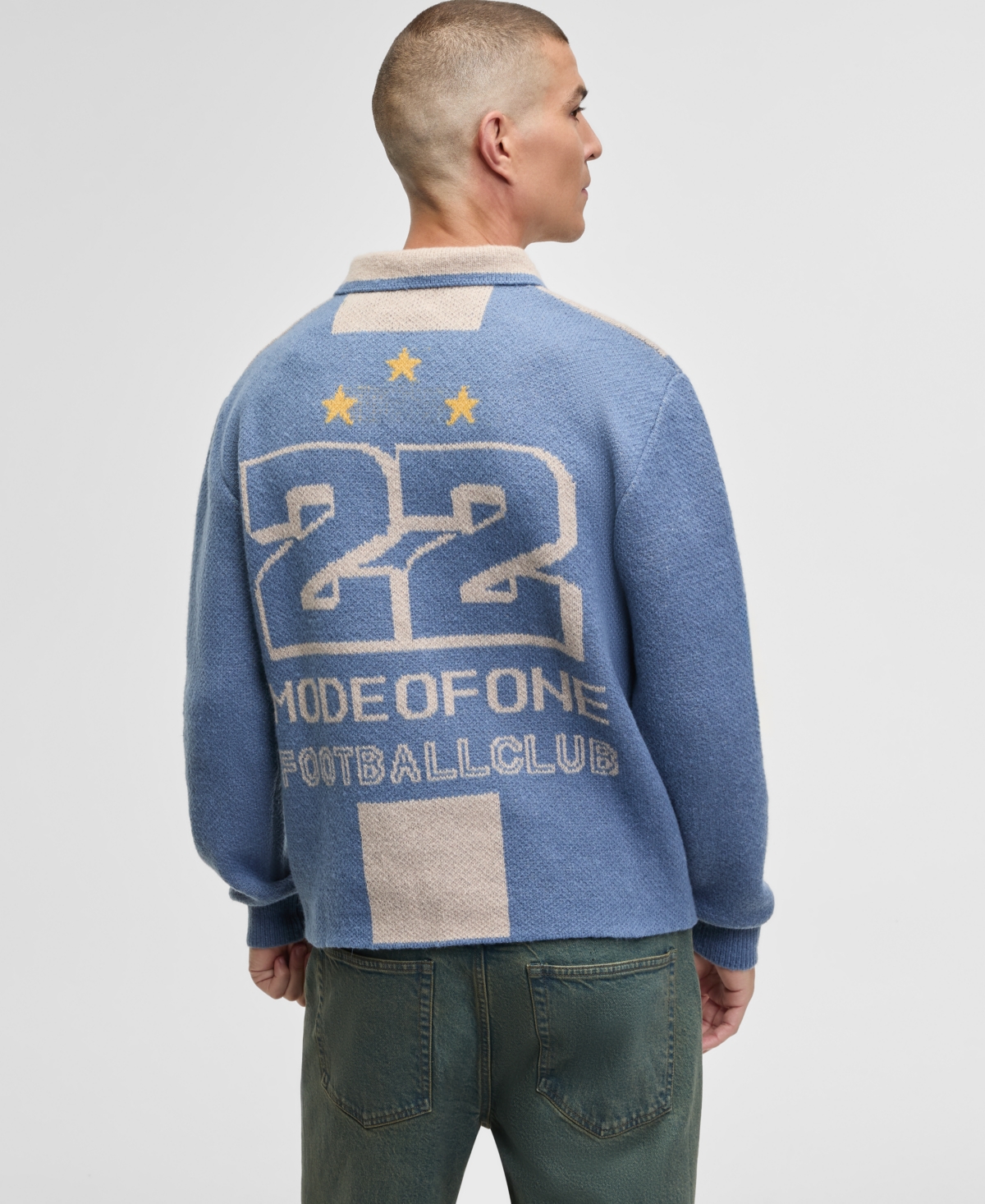 Mode Of One Men's Logo Johnny Collared Sweater, Macy's Exclusive In Blue