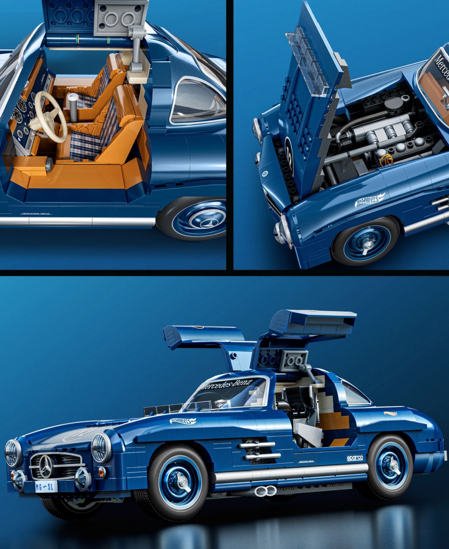 Детский конструктор Mattel Brick Shop Hot Wheels Mercedes-Benz 300 SL 1600-Piece Building Set, Ages 17+ — фото 2