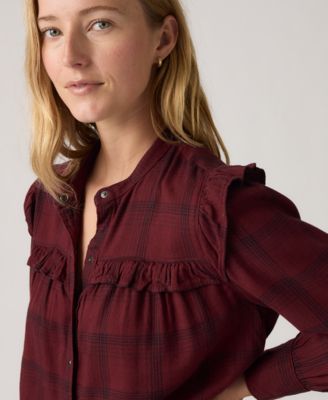 Women's Gianna Long Sleeve Ruffle Trim Blouse