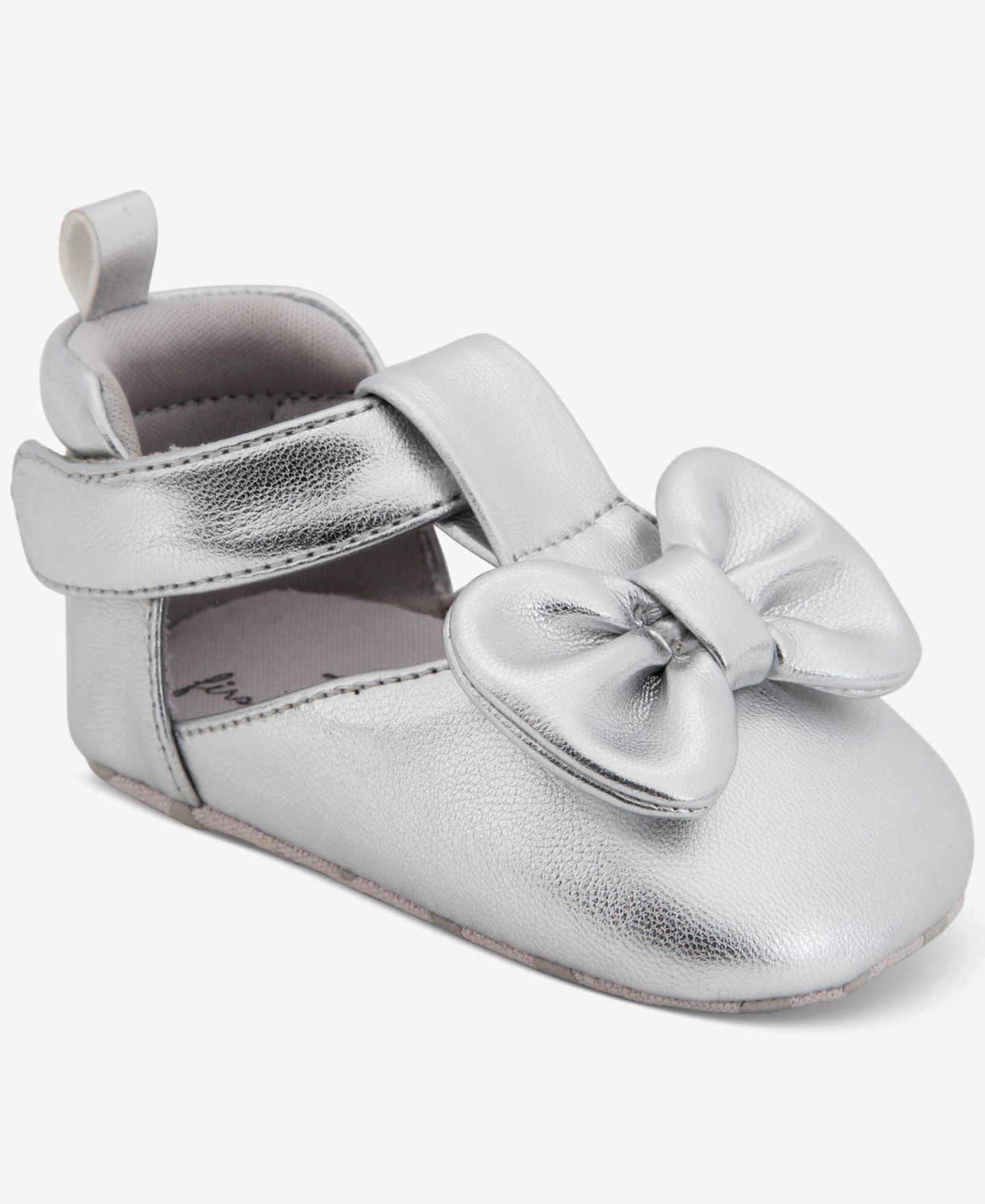Обувь First Impressions Metallic Bow Shoes для девочек-малышей, цвет: Серебряный — фото 1