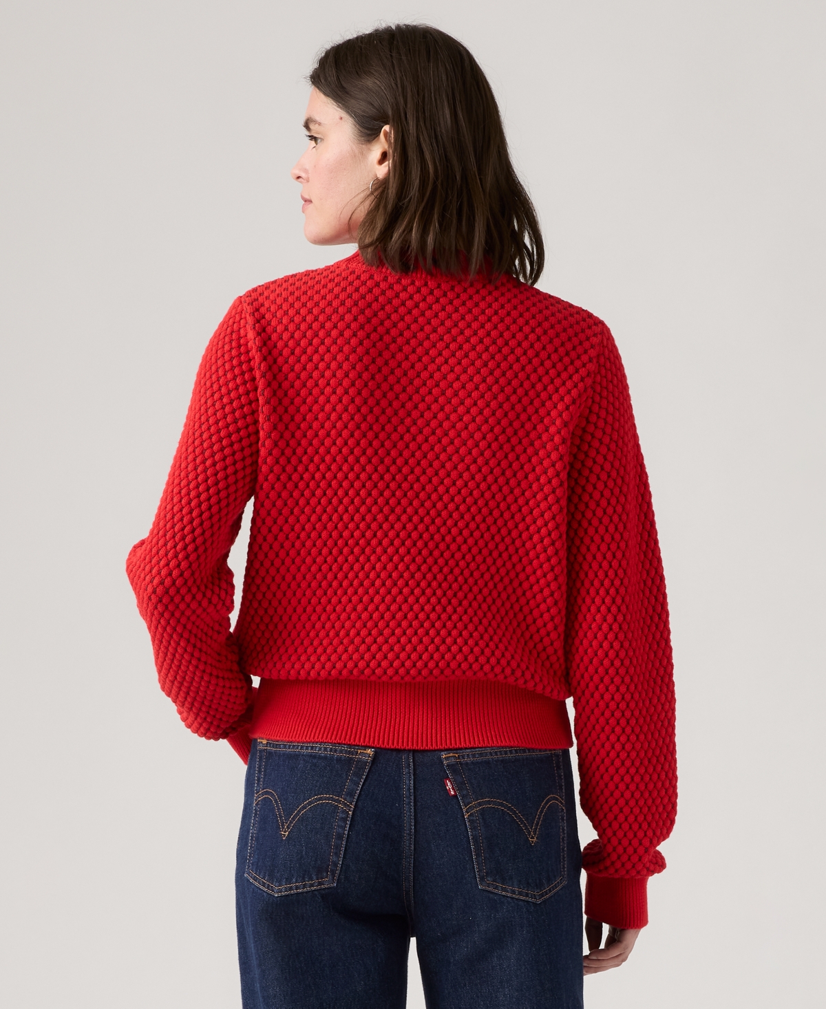 Levi's Women's Snowflake Crewneck Long Sleeve Sweater In Red