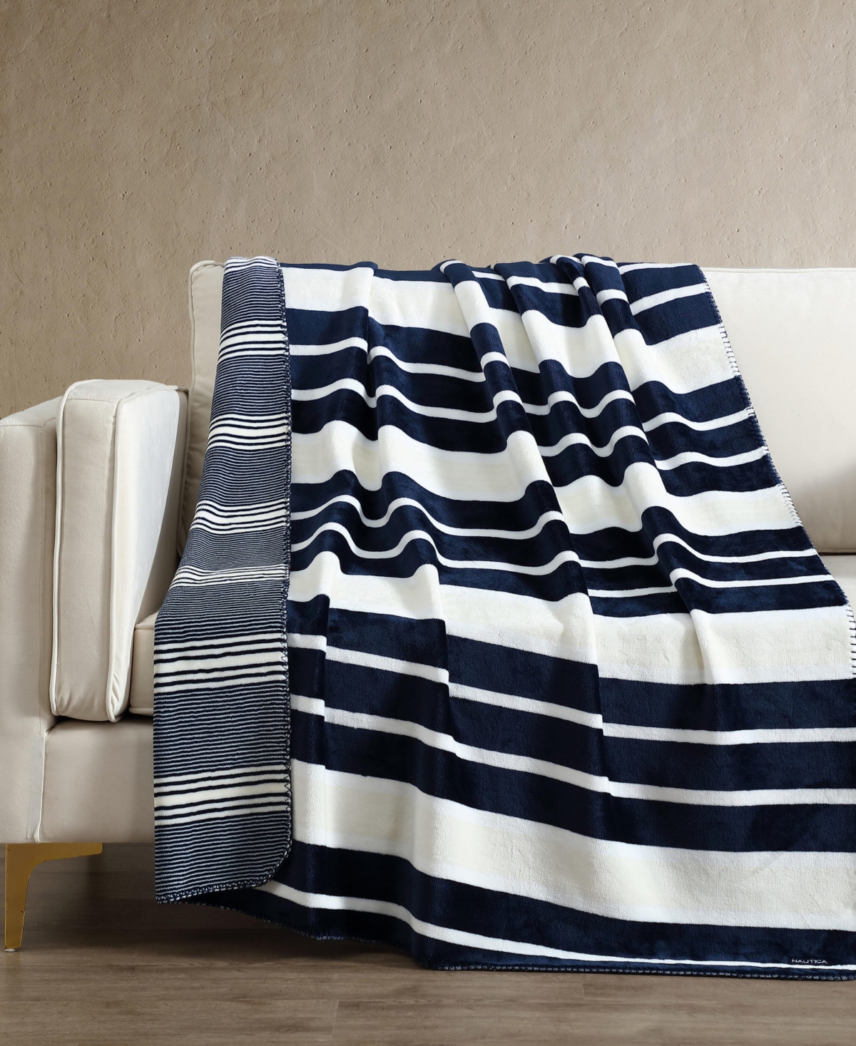 Nautica Printed Reversible Lush Throw, 70" X 50" In Multi