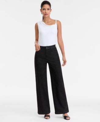 I.N.C. International Concepts - Women's High-Rise Wide-Leg Embellished Jeans