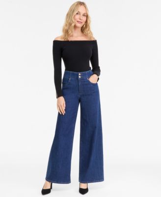 I.N.C. International Concepts - Petite High-Rise Wide-Leg Jeans