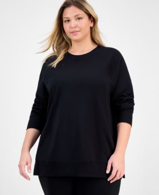 Plus Size Crewneck Raglan-Sleeve Tunic Top
