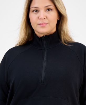 Plus Size Quarter-Zip Raglan-Sleeve Top, Macy's Exclusive