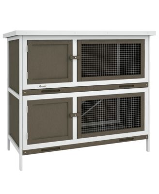 Wooden Bunny Hutch with Ramp, Indoor/Outdoor,