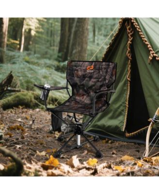 360&deg; Swivel Hunting Chair with Mesh Cup Holder & Storage Pockets Cozy Backrest