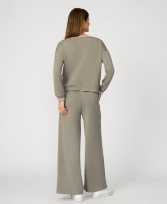 Boat Neck Top & Wide Leg Pant Lounge Set