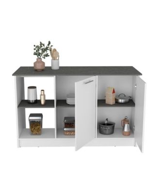 59"W Manufactured Wood Open Shelves, Double-Door Cabinet Padua Kitchen Island