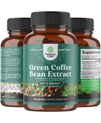 Natural Raw Green Coffee Bean Supplement, 60 Capsules